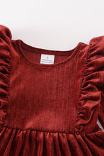 Load image into Gallery viewer, Brown Velvet Ruffle Dress