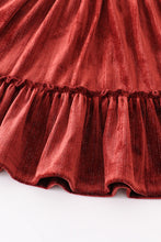 Load image into Gallery viewer, Brown Velvet Ruffle Dress