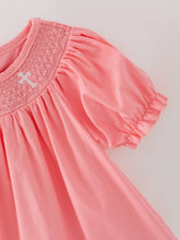 Load image into Gallery viewer, Pink Smocking Embroidered Cross Dress