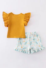 Load image into Gallery viewer, Mustard Ruffle Floral Shorts set

