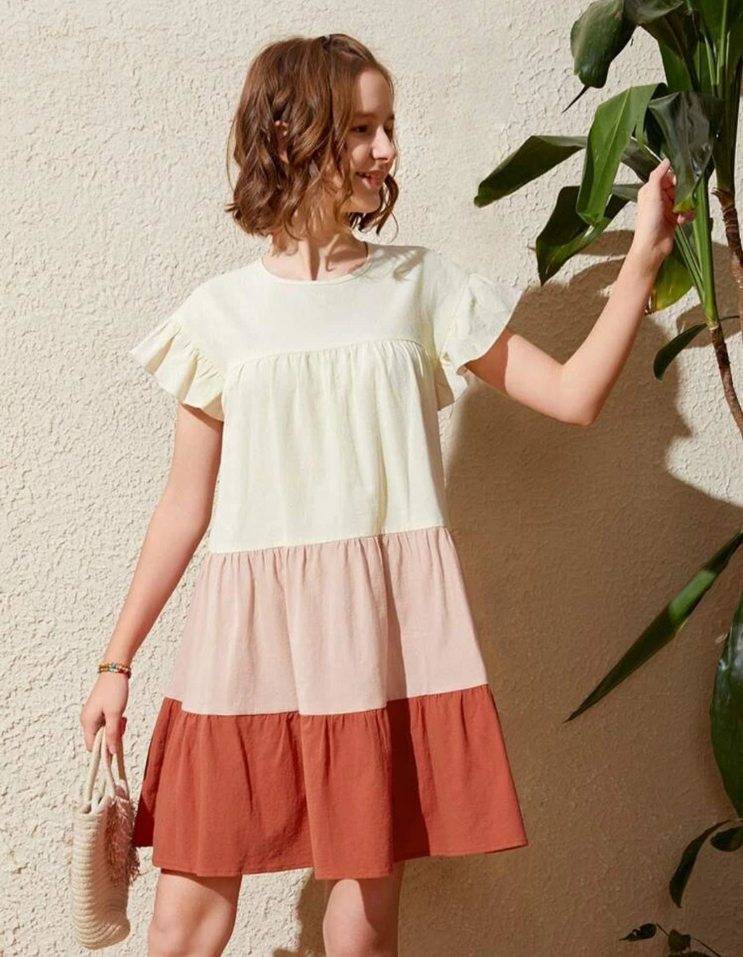 Multicolor Short Sleeves Dress