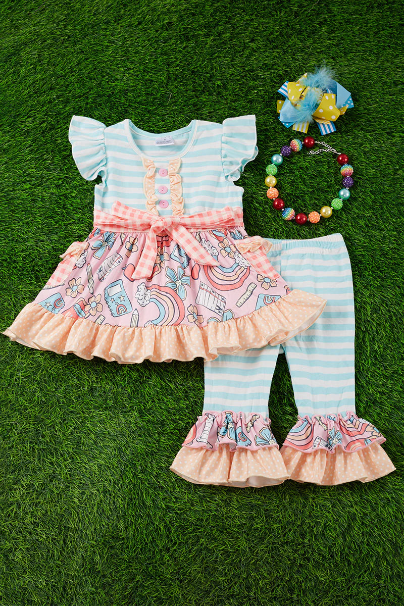 Rainbow Back to School Capri set