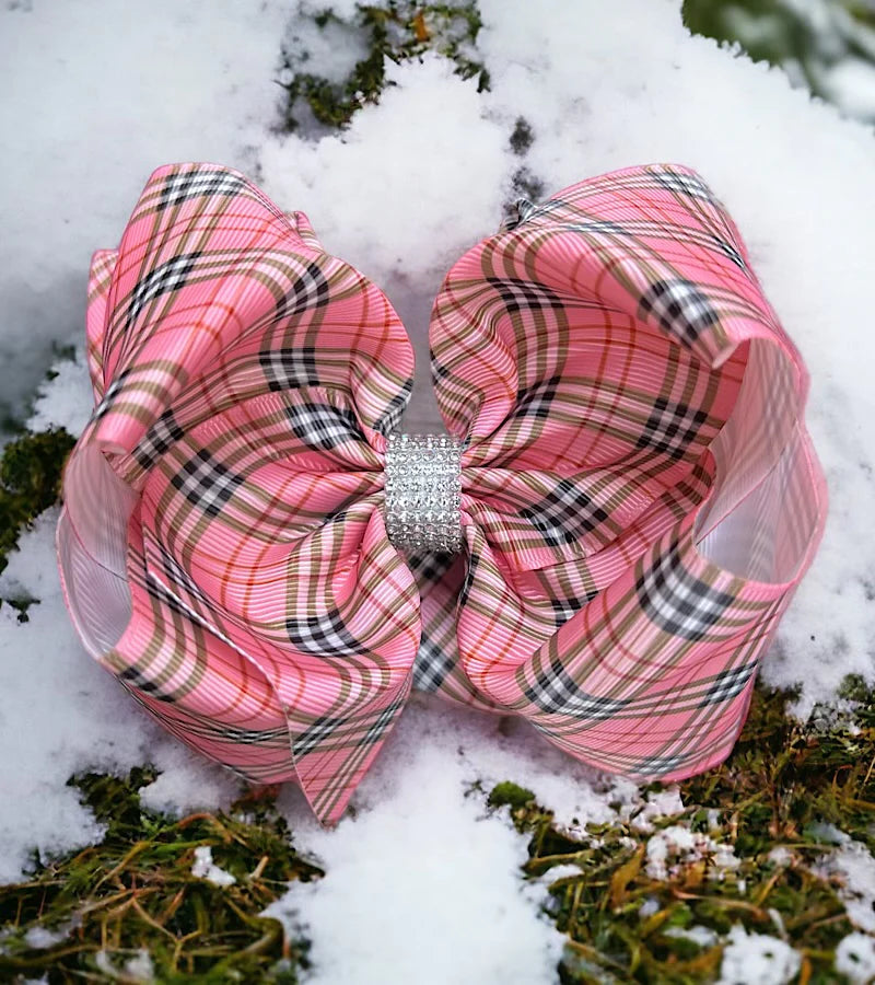 Pink Plaid elegant Bow