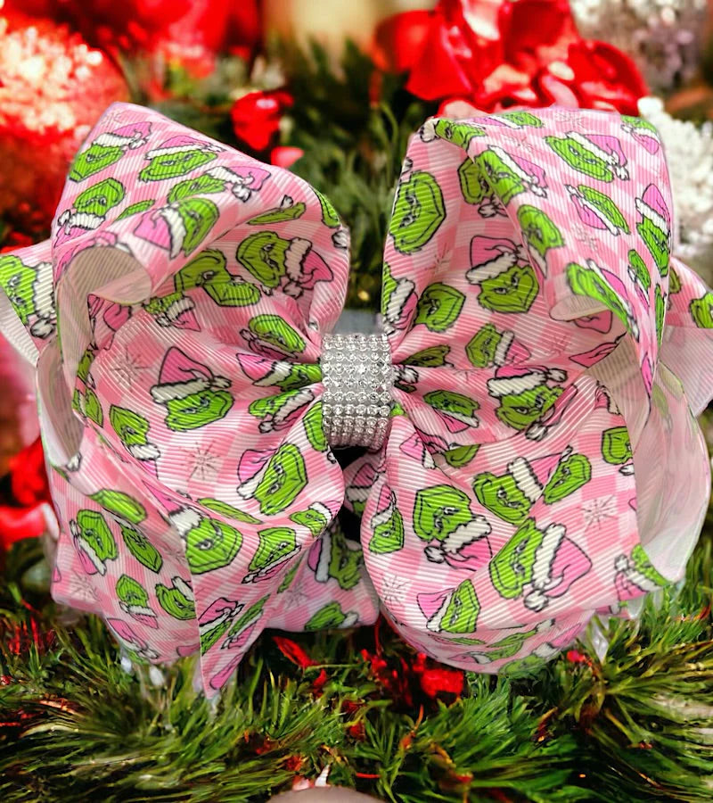Pink Grinch Bow