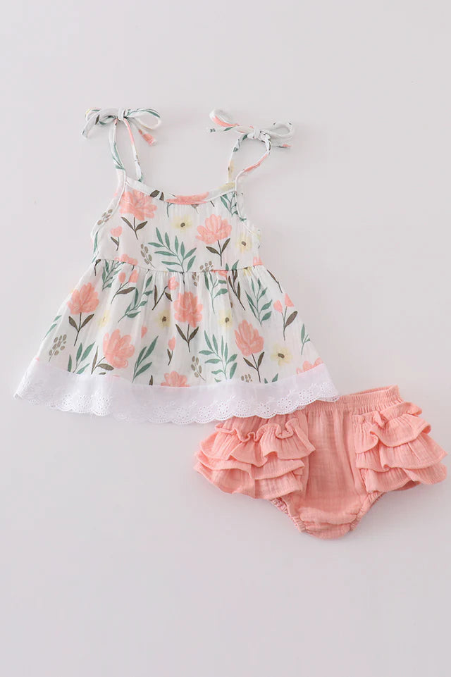 Pink Muslin Floral Set