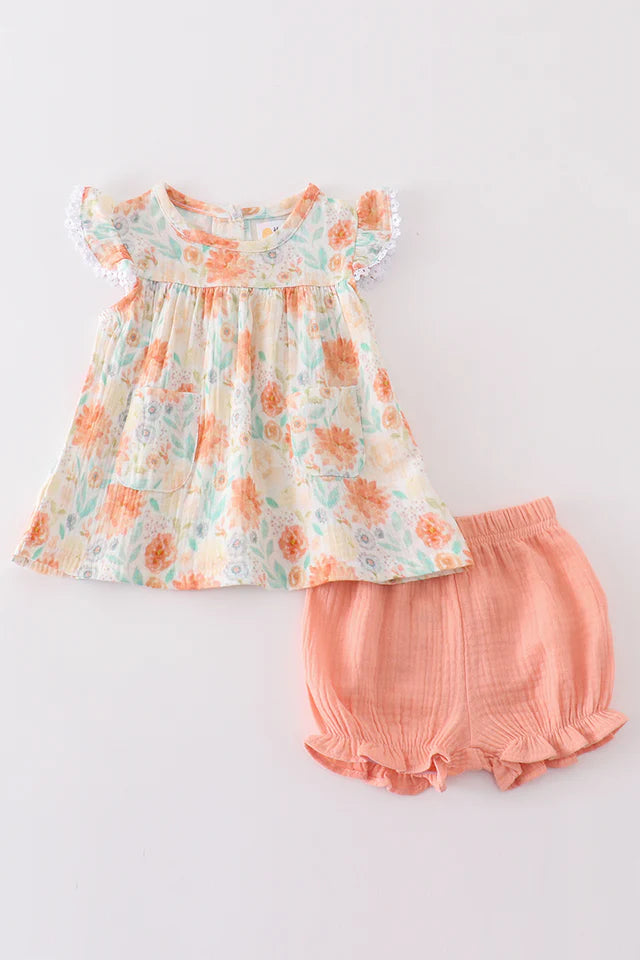 Floral Leaves Ruffle Set