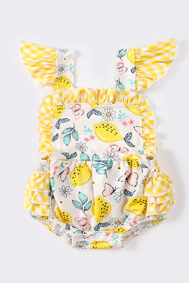 Yellow Lemon Bubble Romper