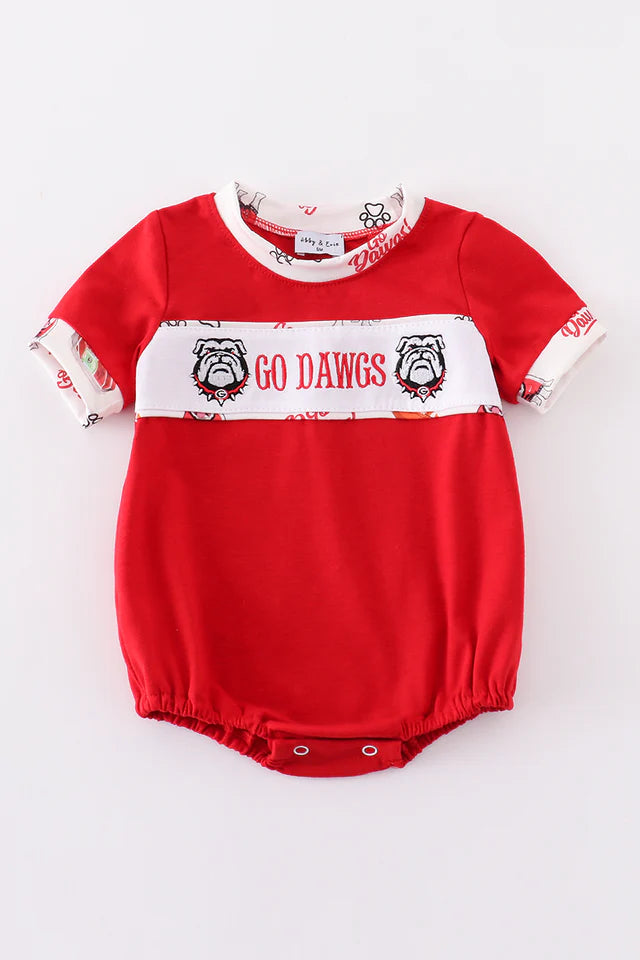 Red Go Dawgs Embroidery B Romper