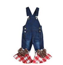 Load image into Gallery viewer, Leopard  Overalls Denim Set
