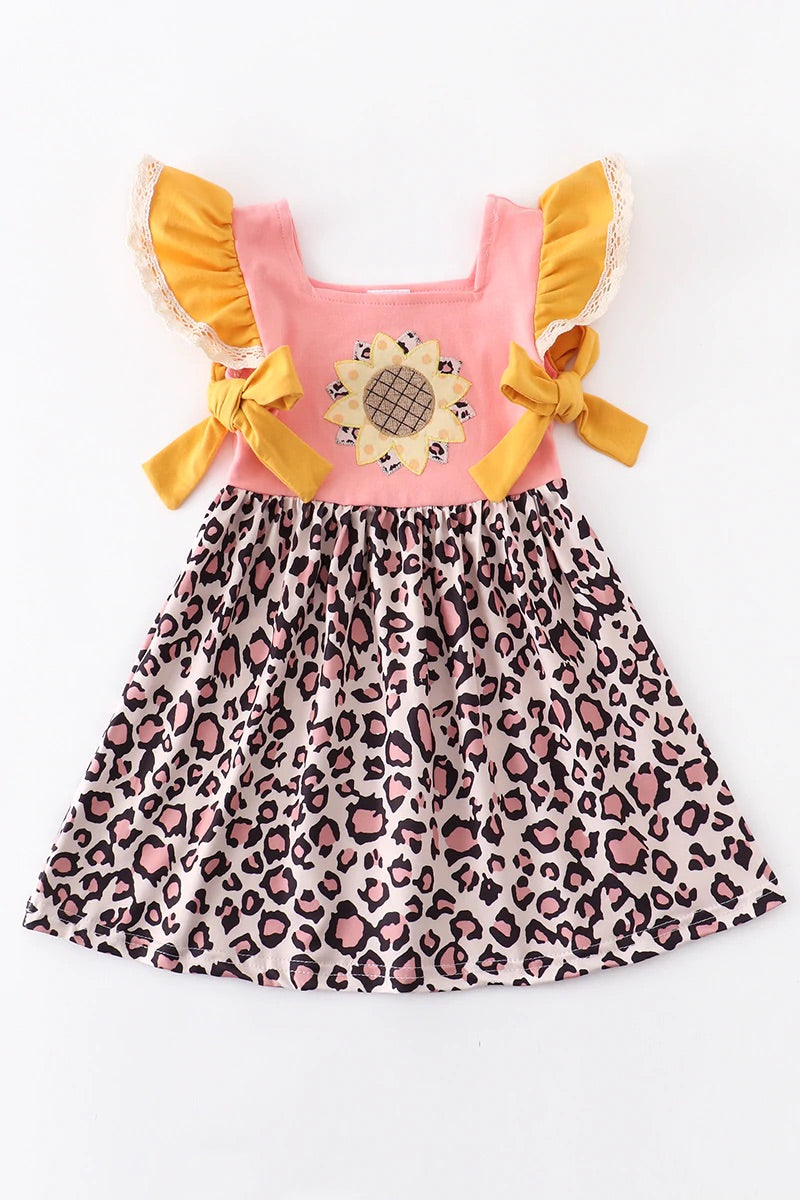 Pink Sunflower Leopard dress