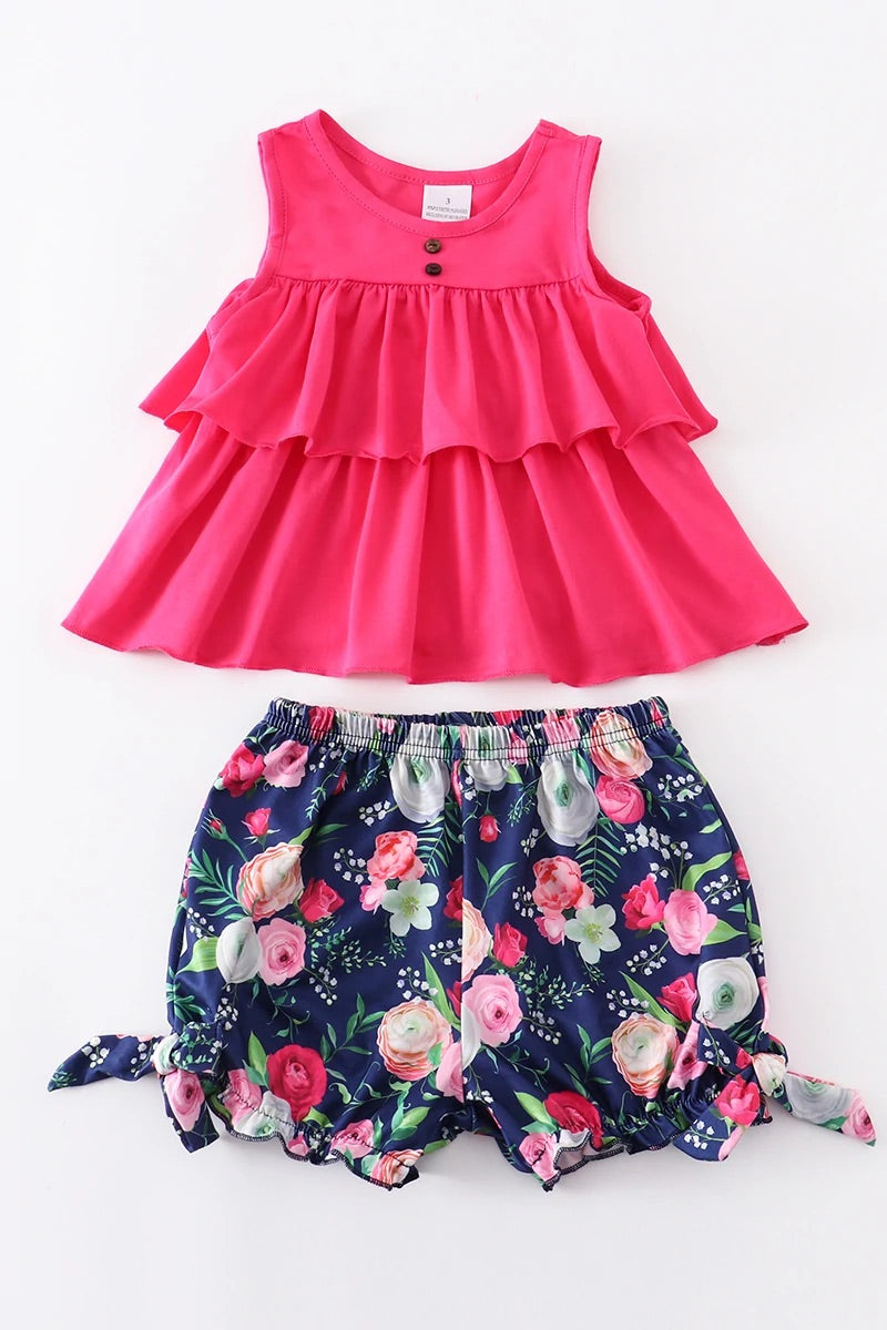 Rose Floral Shorts Set