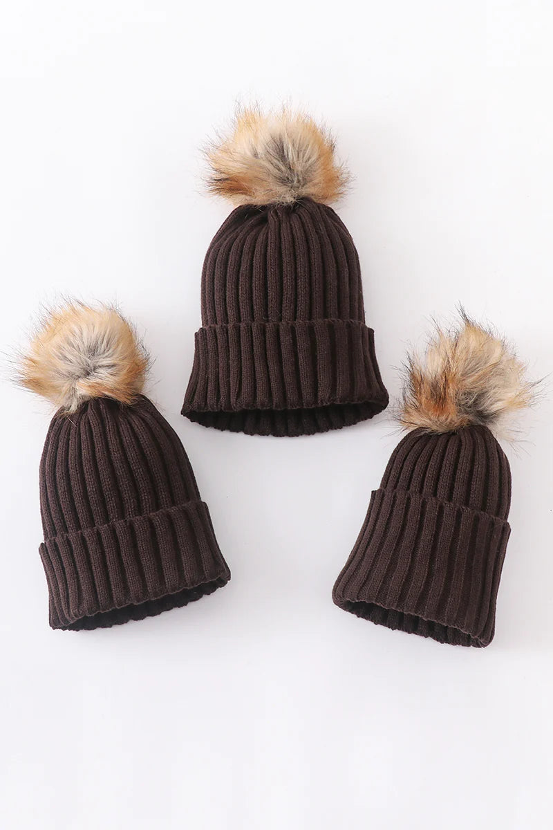 Mommy and Me Brown Beanie Hat