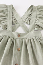 Load image into Gallery viewer, Sage Ruffle Suede Suspender Dress
