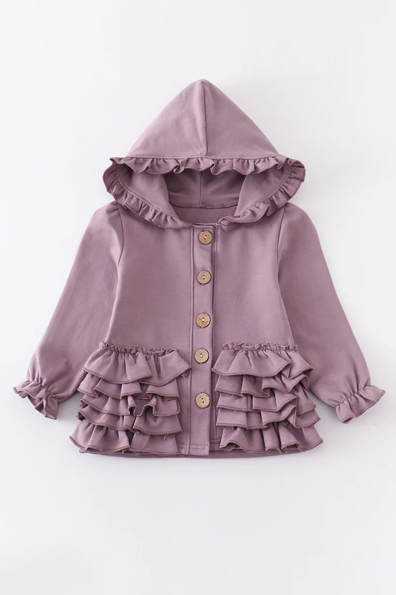 Lila Ruffle Button Down Jacket