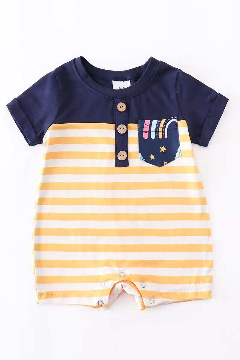 Navy Striped Romper