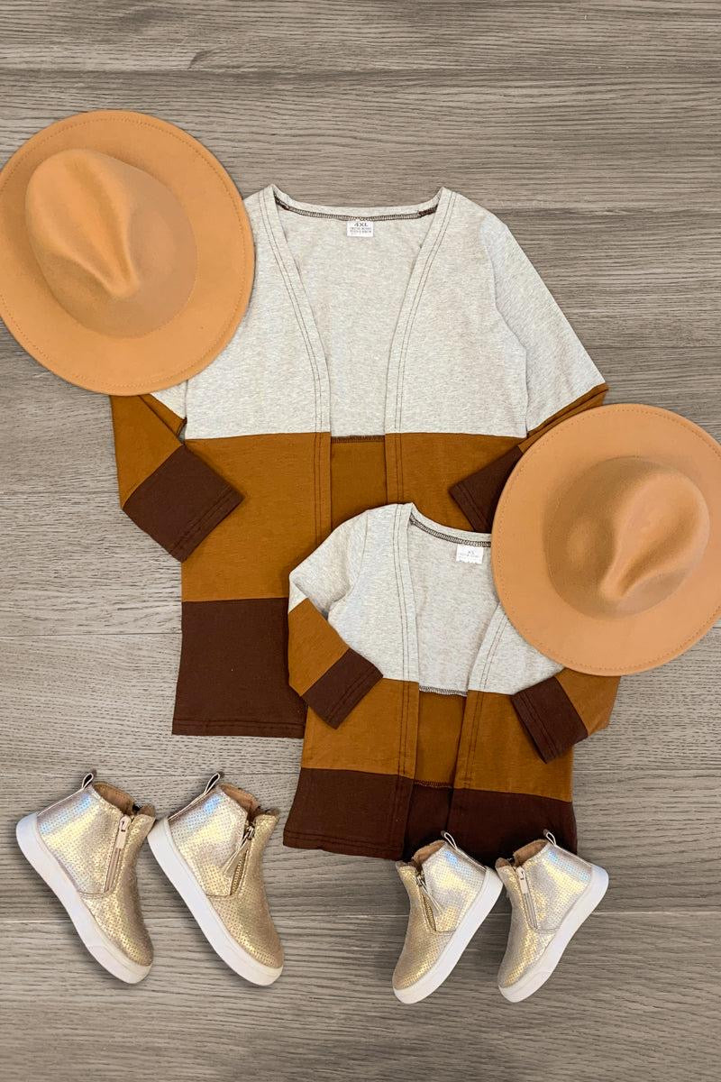 Mommy & Me Gray / Brown Cardigan