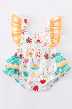 Load image into Gallery viewer, Mustard Floral Bubble romper
