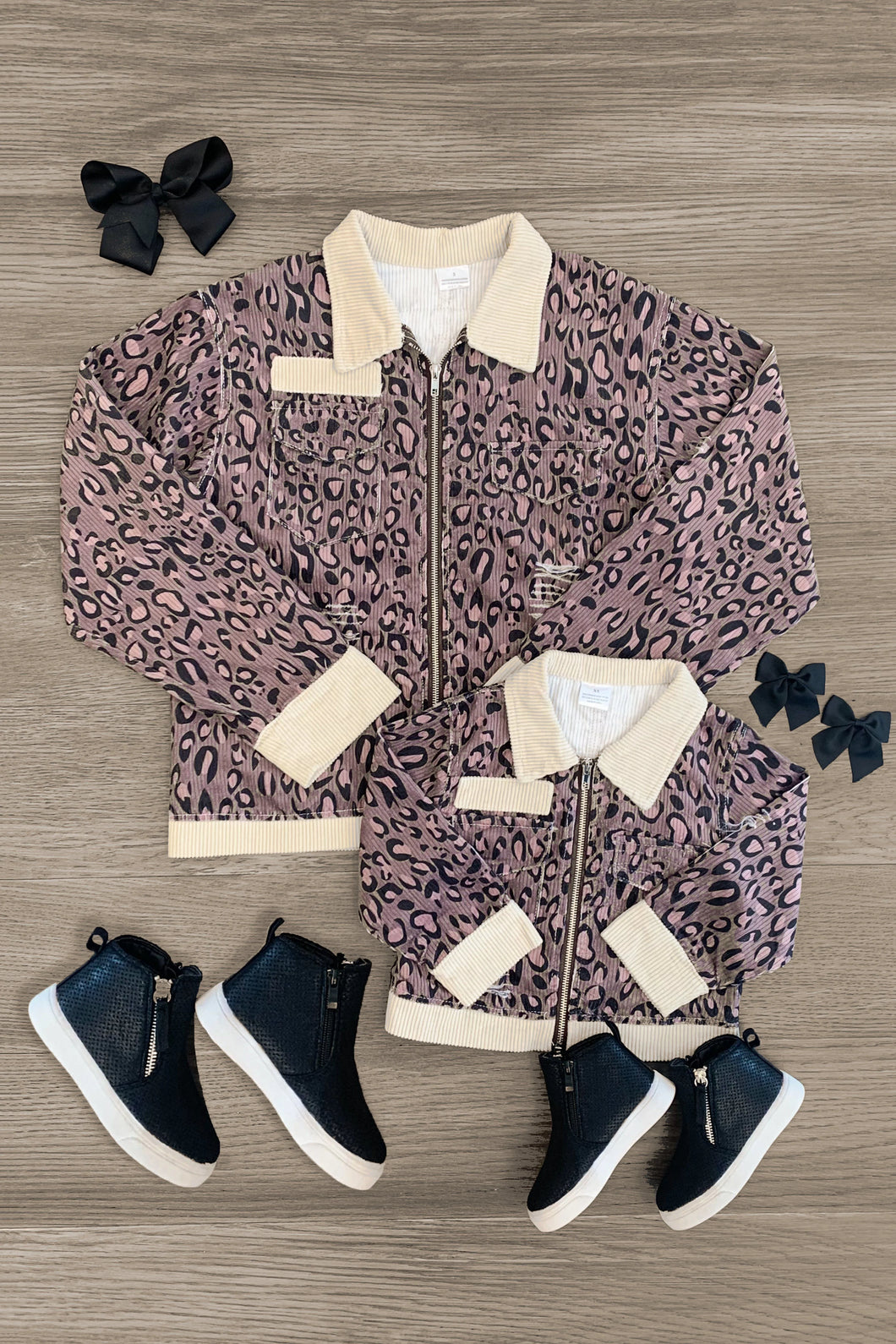 Mommy & Me Cheetah Print Distressed Jacket