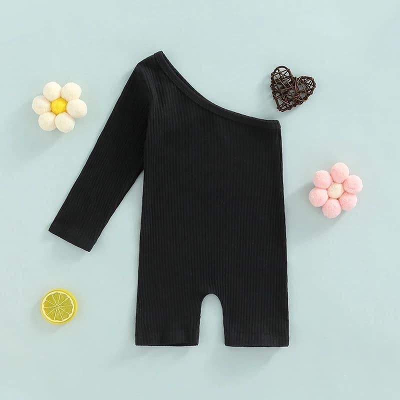 One Shoulder Black Romper