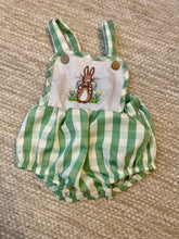 Load image into Gallery viewer, Green Plaid Easter Bunny Romper
