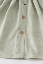 Load image into Gallery viewer, Sage Ruffle Suede Suspender Dress
