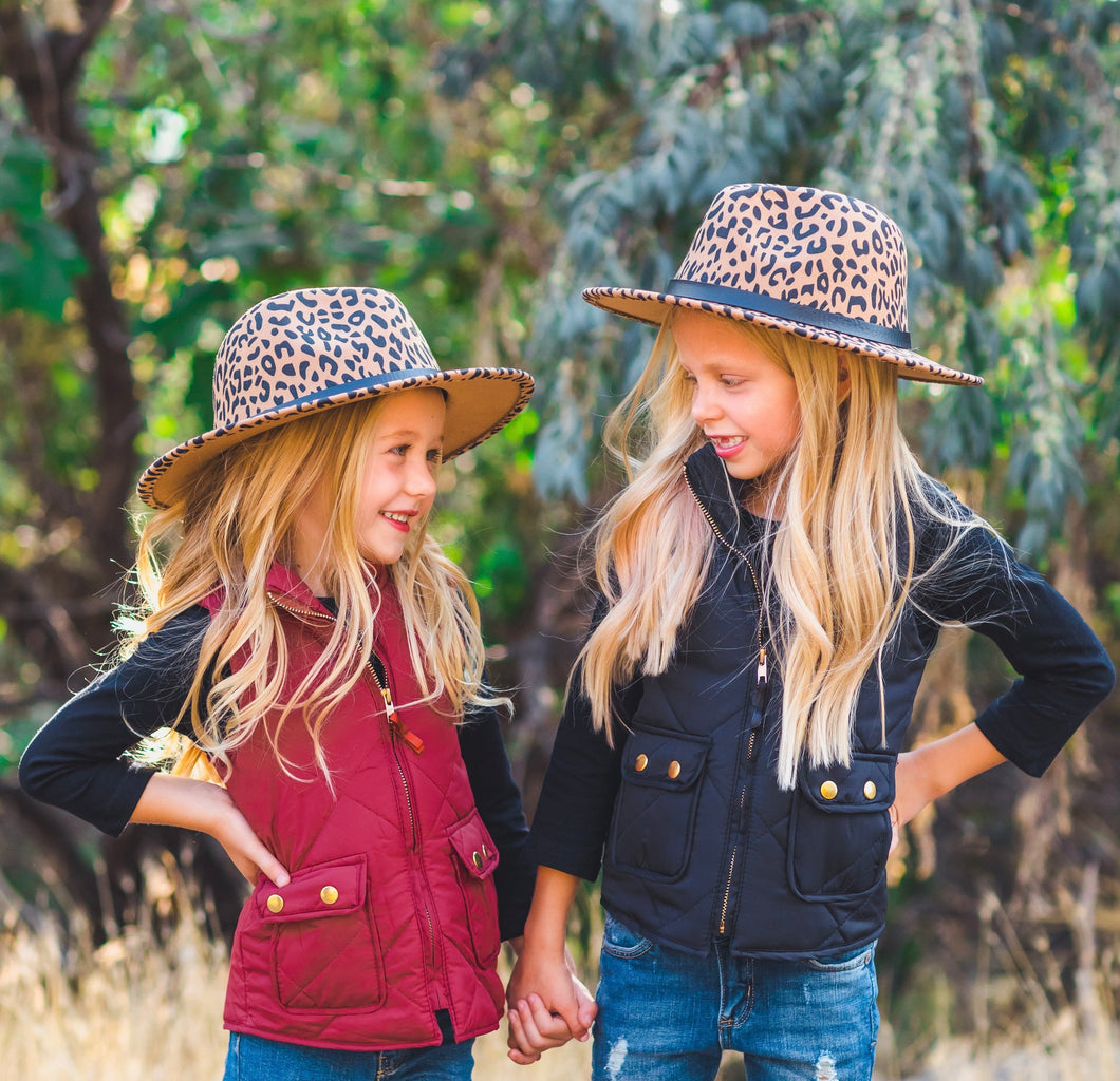 Cheetah Felt Brim Girl Hat