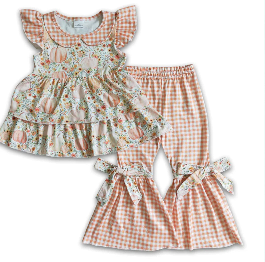 Pumpkin Ruffle Bell Bottom Set