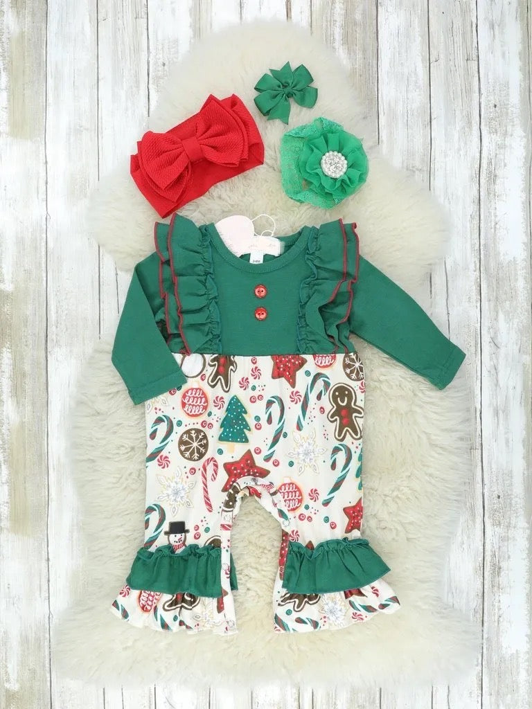 Hunter Green Christmas Romper
