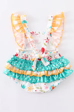 Load image into Gallery viewer, Mustard Floral Bubble romper
