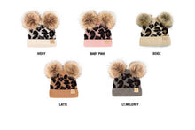 Load image into Gallery viewer, Leopard Double Pom Beanie Hat

