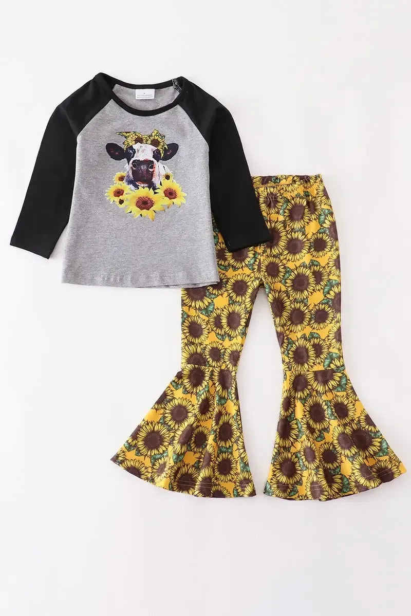 Sunflower Cow Bell Bottoms Set