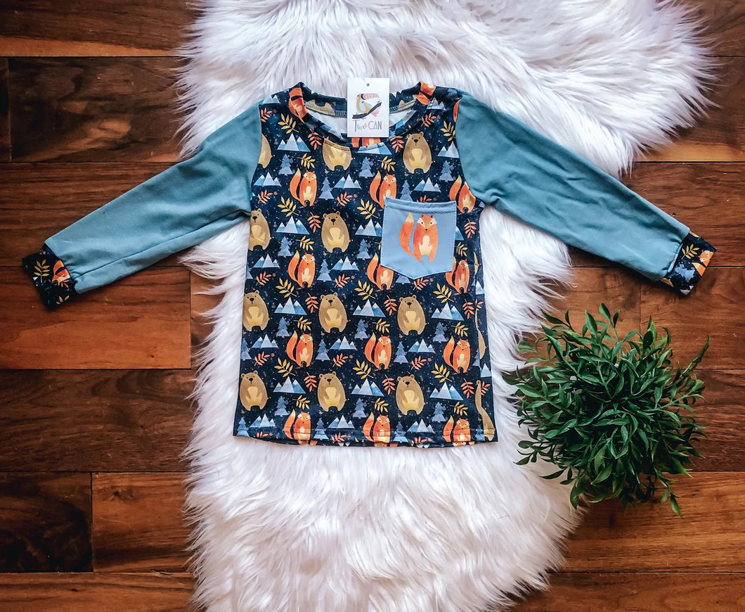Woodland Foxes Pocket Tee