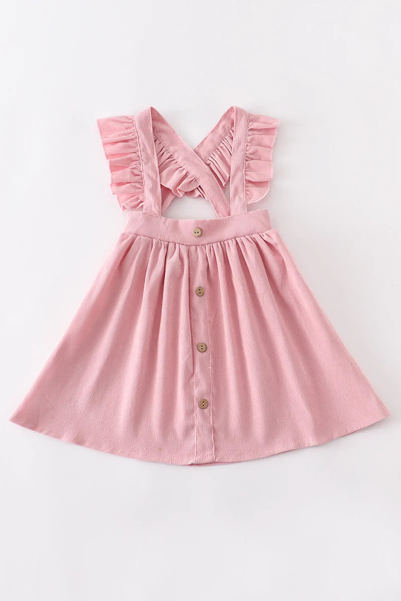 Pink Corduroy Suspender Skirt