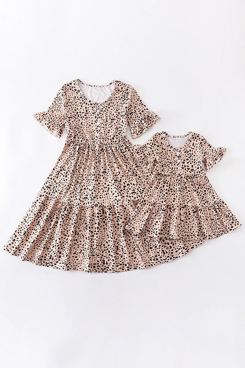 Mommy and Me Leopard Ruffle Dress