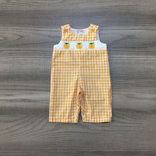 Load image into Gallery viewer, Pumpkin Smocked Overalls
