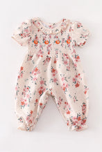 Load image into Gallery viewer, Beige Floral Smocked Romper
