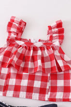 Load image into Gallery viewer, Red Plaid Bow Tie Shorts Set
