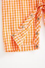 Load image into Gallery viewer, Orange Plaid Turkey Smocked Romper
