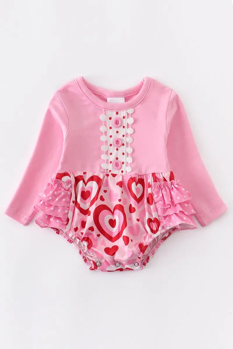 Pink Hearts Bubble Romper