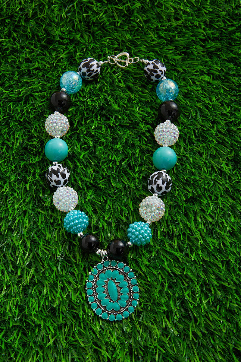 Cow Aqua Spotted Necklace