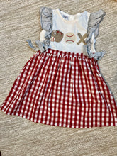 Load image into Gallery viewer, Red Baseball Applique Dress
