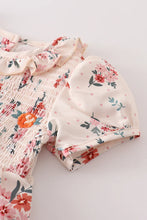 Load image into Gallery viewer, Beige Floral Smocked Romper
