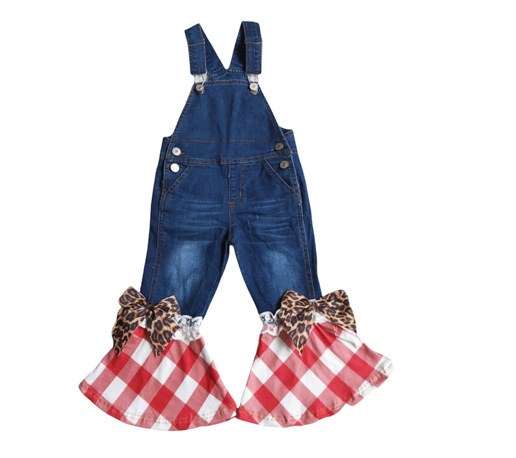 Plaid Denim Overalls