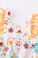 Load image into Gallery viewer, Mustard Floral Bubble romper
