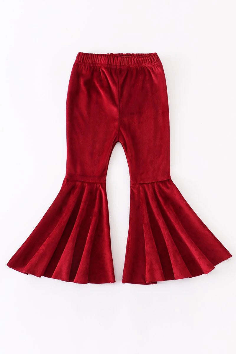Maroon Velvet Bell Pants