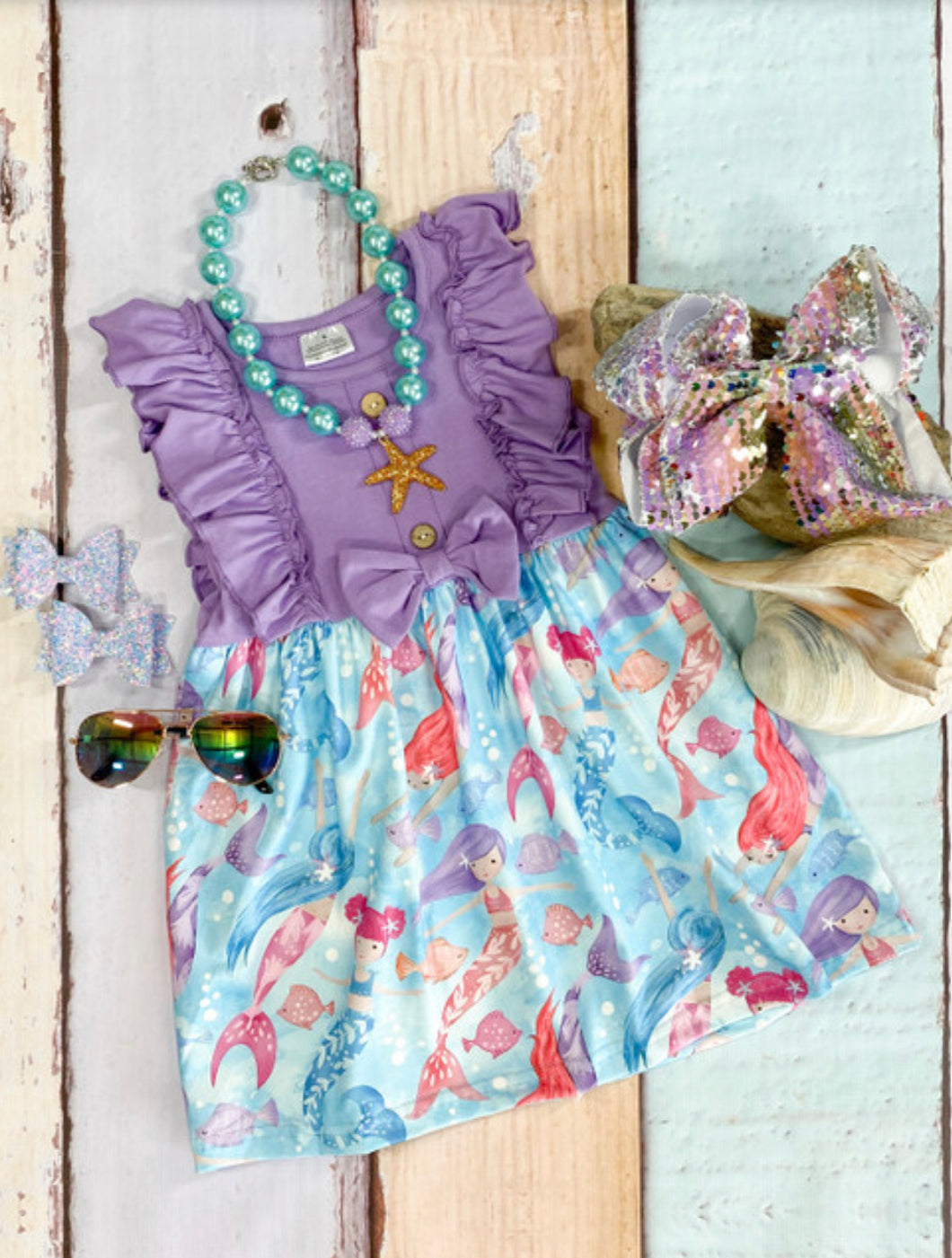 Cute Mermaids Ruffle Dress